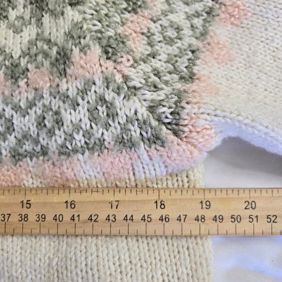 D.D. Sloane Womens Vintage Fair Isle Cardigan Sweater M Wool Grannycore Pastel - Picture 10 of 11